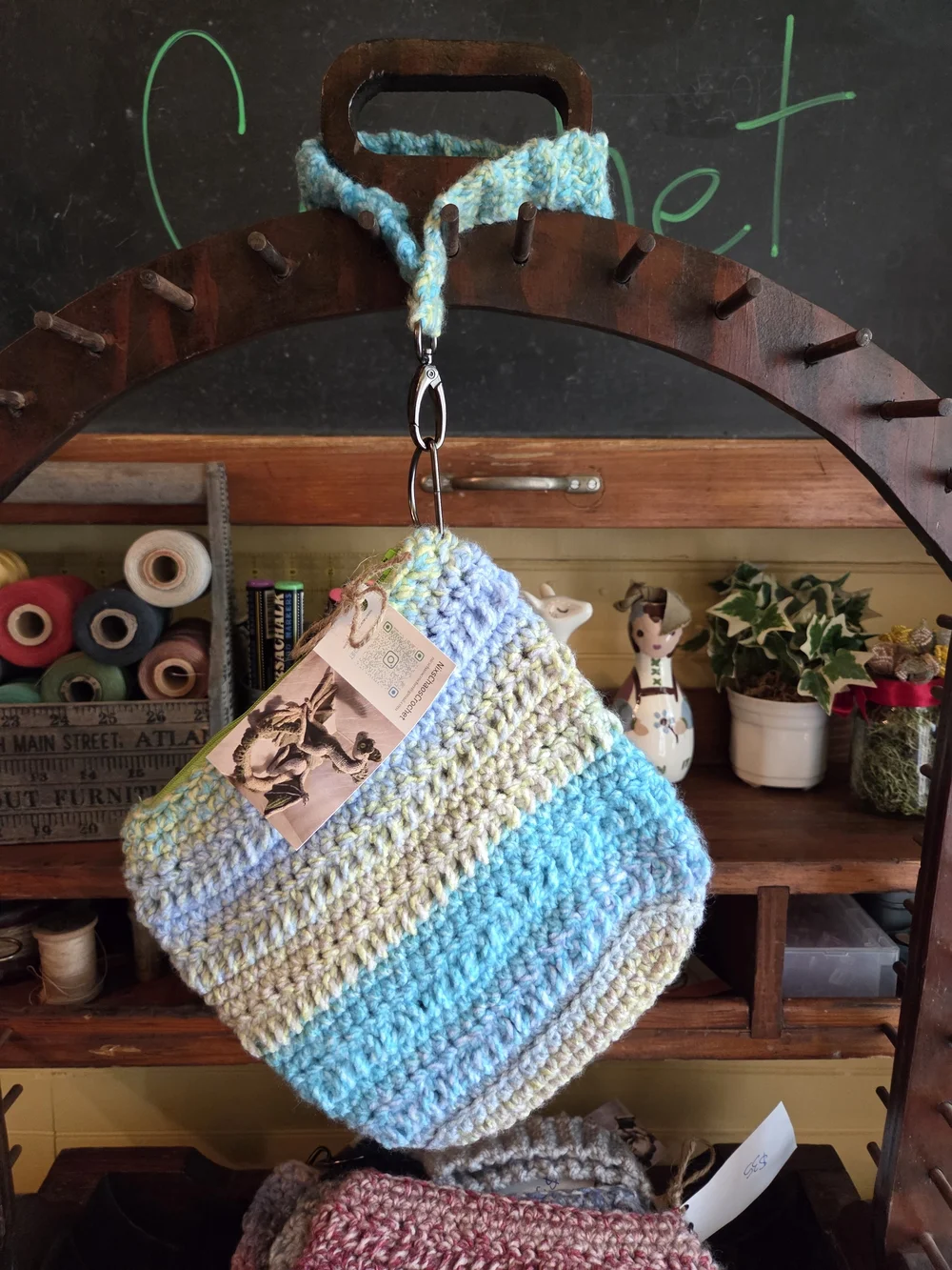 Handmade Crochet Wristlet Pouch - Multicolor Pastel